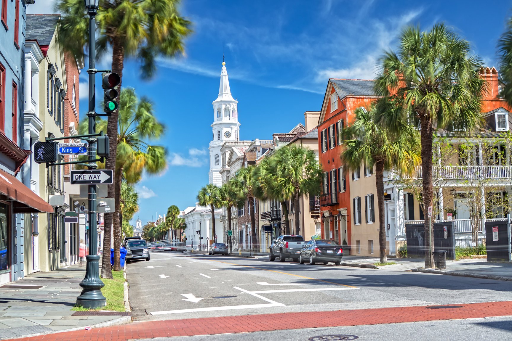 St. Michaels Church and Broad St. in Charleston, SC